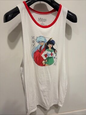 Inuyasha Graphic Ringer Tank Top with Red Trim ideal gym tank deep sides slim